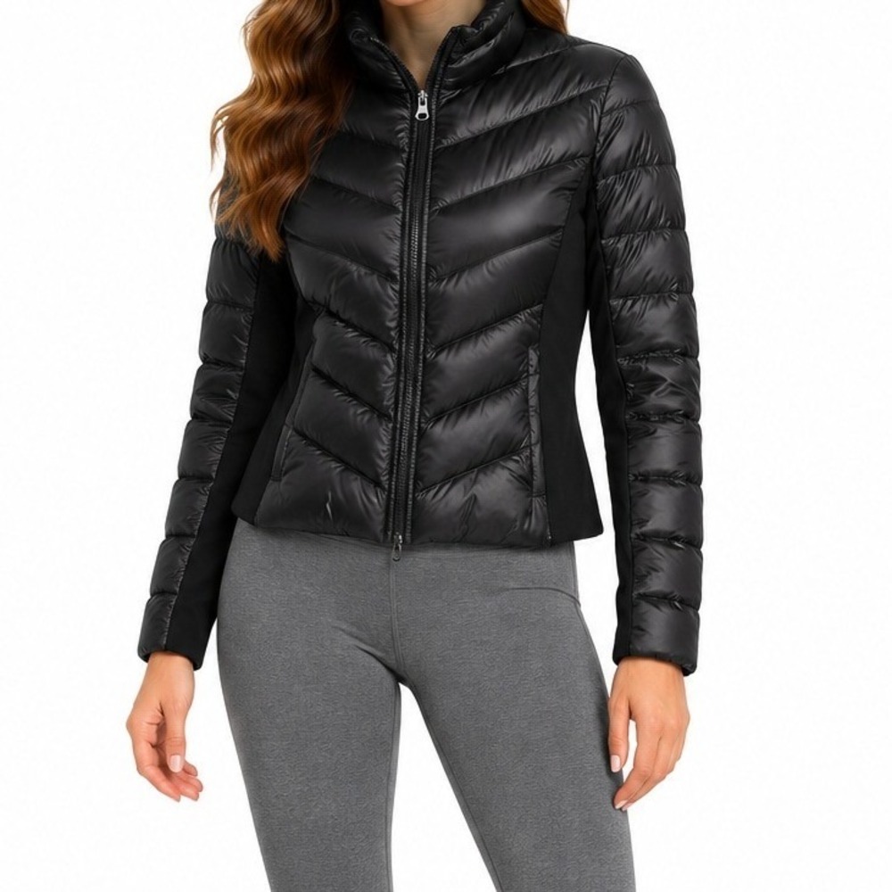 ALO Yoga Puffer Jacket Womens S Black Full Zip Quilted Lightweight Coat